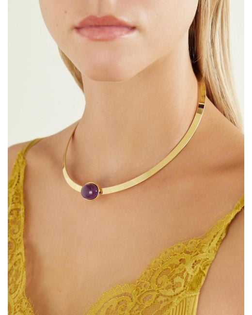 Jennifer Behr White Elaine-Plated Amethyst Necklace
