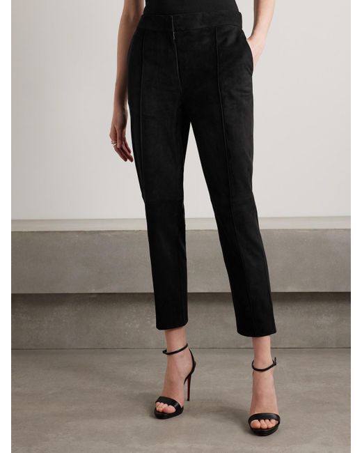 Pantalon Slim Raccourci En Daim Alex Perry en coloris Black