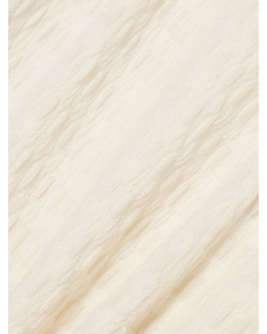 Lauren Manoogian Natural Smocked Textured Pima Cotton-Blend Flared Pants