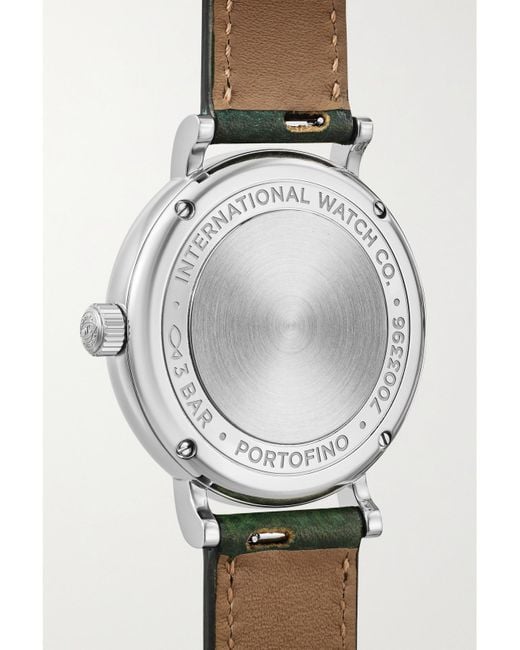 Iwc Green Portofino Automatic 34Mm Stainless Steel, Textured-Leather And Diamond Watch
