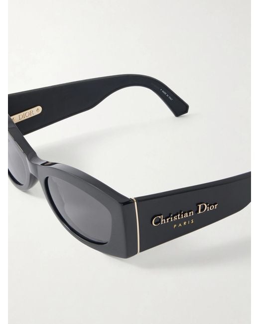 Dior Black Diorombre S1I Rectangular-Frame Leather-Trimmed Acetate Sunglasses