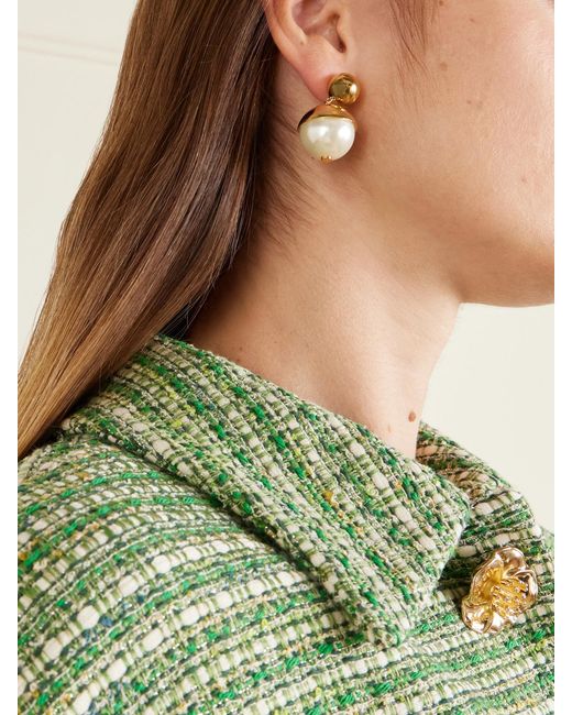 Carolina Herrera White Tone Pearl-Effect Earrings