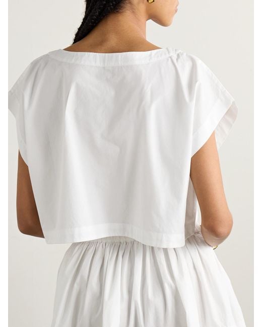 Suzie Kondi White Kori Cropped Cotton-Poplin Top