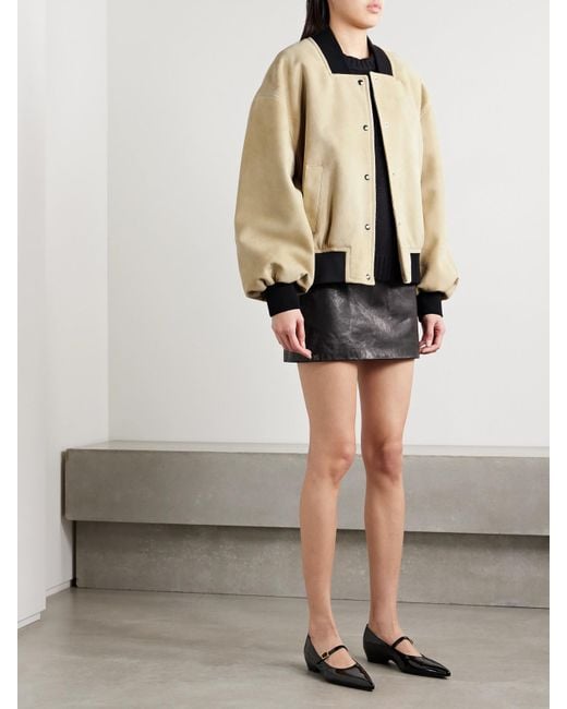 Khaite Natural Spence Suede Bomber Jacket