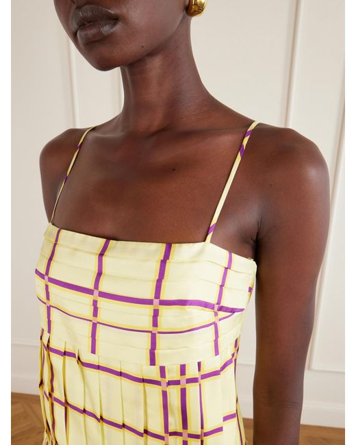 Emilia Wickstead Metallic Agata Checked Silk-Twill Midi Dress