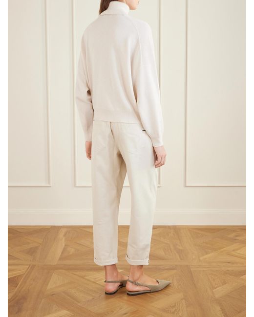 Brunello Cucinelli Natural Cashmere Turtleneck Sweater