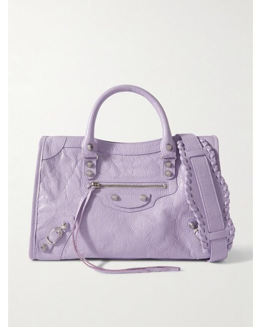 Sac À Main En Cuir Texturé À Ornements Le City Small Balenciaga en coloris Purple