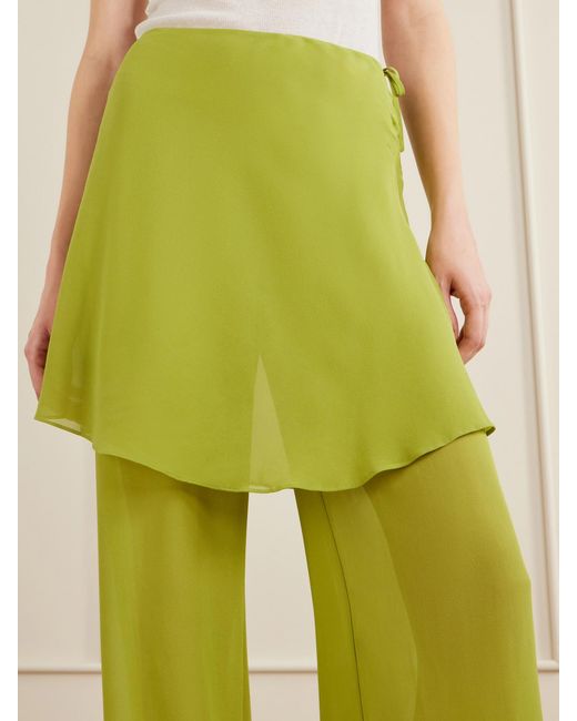 Christopher Esber Green Mirador Silk Wide-Leg Pants