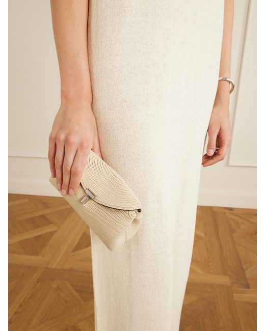 Totême  Natural T-Lock Mini Woven Clutch