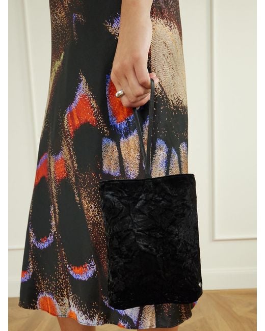 Valesque White Bundle Leather-Trimmed Velvet Clutch