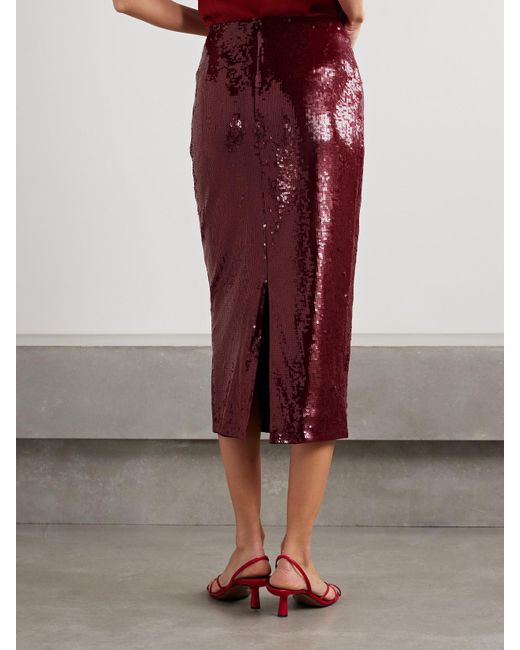 Veronica Beard Red Koa Midirock Aus Stretch-Tüll Mit Pailletten