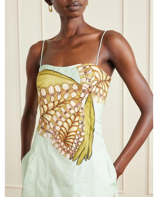 Ulla Johnson White Vesela Paneled Printed Cotton-Poplin Midi Dress