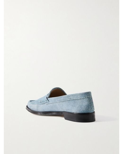 Gabriela Hearst Blue Seren Printed Suede Loafers