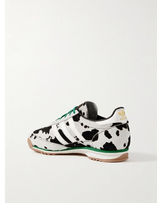 Adidas Originals Black Sl 72 Og Suede And Leather-Trimmed Cow-Print Calf Hair Sneakers