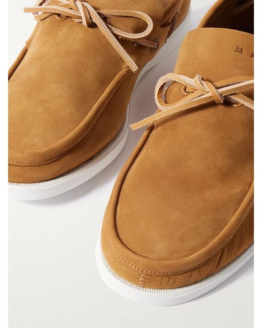 Marni Brown Embossed Suede Loafers