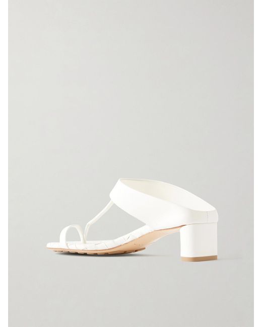 Bottega Veneta White Livia Intrecciato Leather Sandals