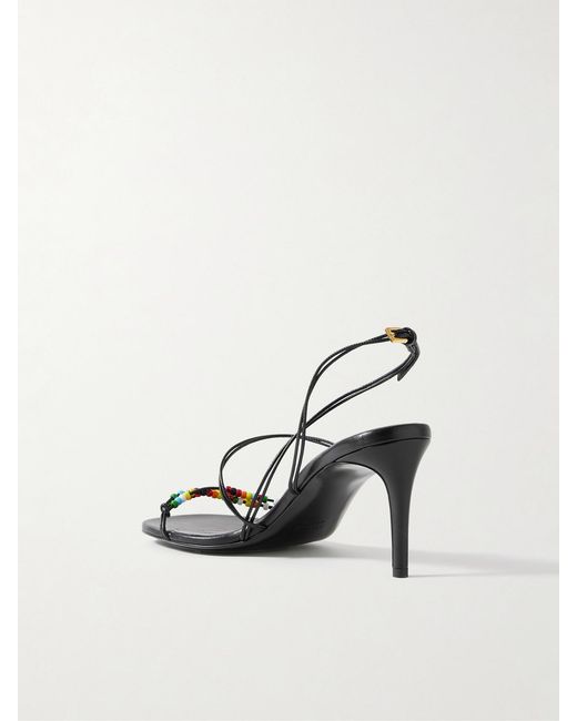 Khaite Metallic Loop Bead-Embellished Leather Sandals