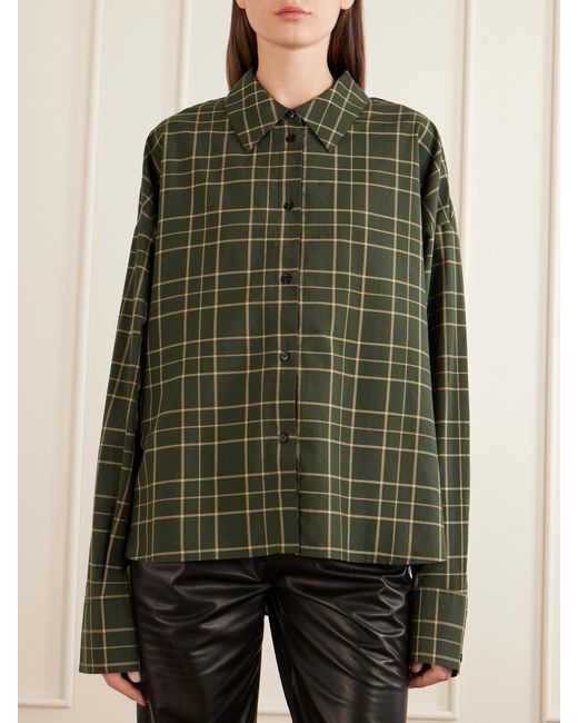 Totême  Green Checked Cotton Shirt