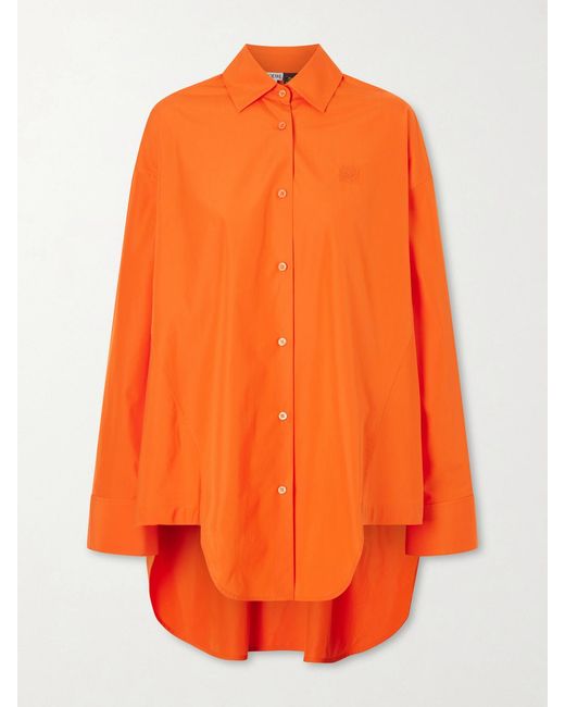 Loewe Orange Paula's Ibiza Anagram Embroidered Cotton Shirt