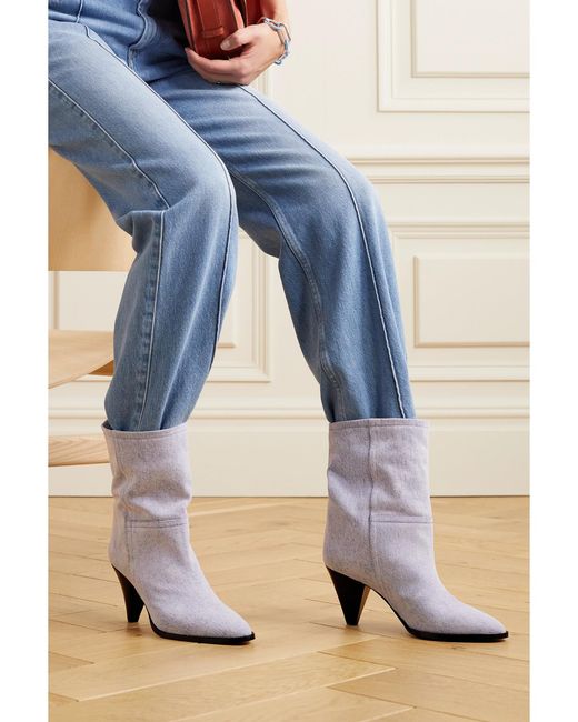 Isabel Marant Purple Rouxa Denim Ankle Boots