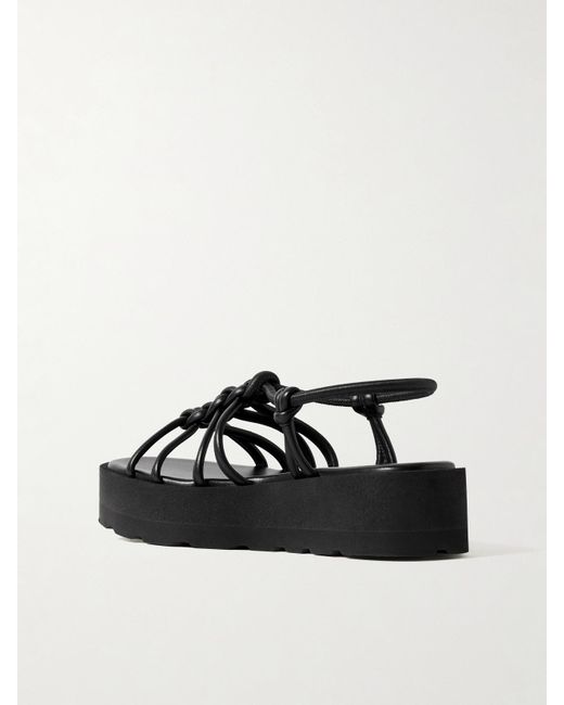 Gianvito Rossi Black Hebe 45 Knotted Leather Platform Sandals