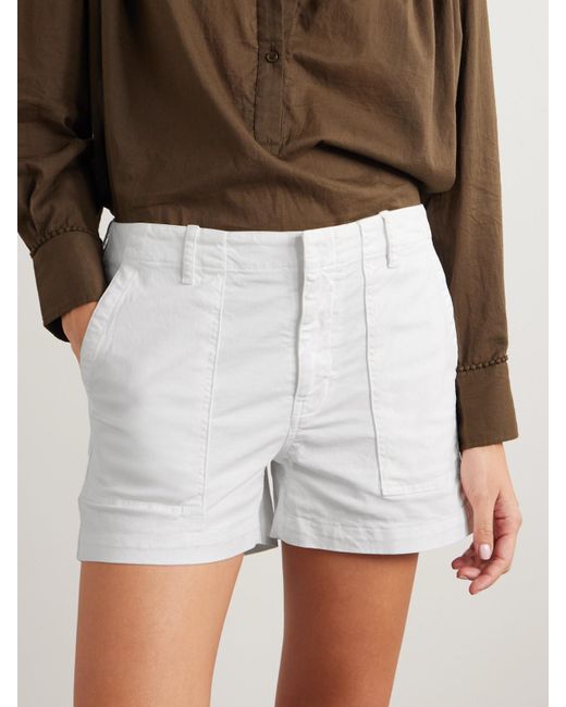 Nili Lotan White Shorts Aus Einer Baumwollmischung Mit Falten