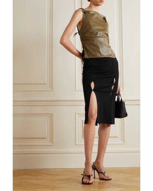 Helmut Lang Black Zip-detailed Stretch-ponte Midi Skirt