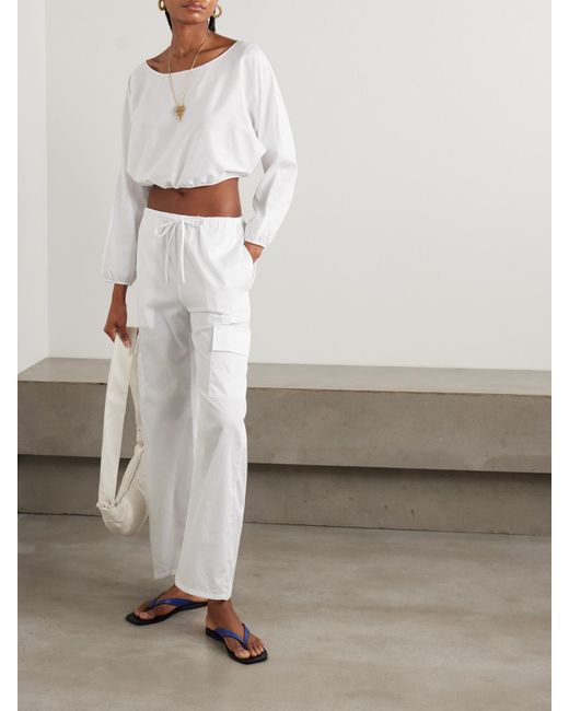 Haut Raccourci En Popeline De Coton À Fronces Yoko Leset en coloris White