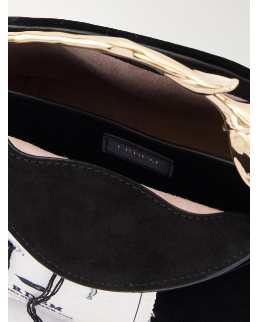 Erdem Black Bloom Mini Appliquéd Velvet Clutch Bag