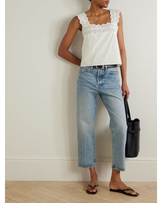 FRAME White The Eyelet Tanktop Aus Biobaumwolle Mit Lochstickerei