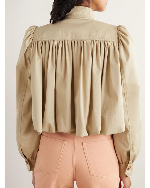 Chloé Natural Gathered Cotton-Twill Jacket