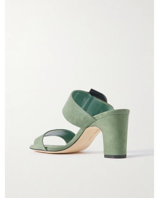 Manolo Blahnik Green Betimusa 70 Mules Aus Veloursleder