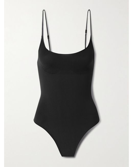 Skims Black Sheer Seamless Thong Bodysuit – Onyx – String-Body