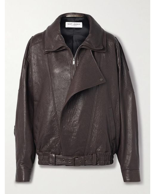 Saint Laurent Black Oversized-Jacke Aus Strukturiertem Leder