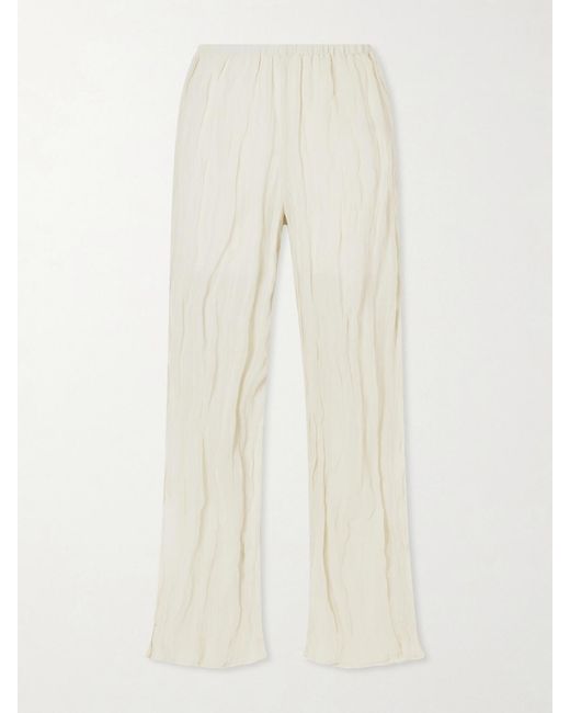 Rohe Natural Crinkled Cotton-Blend Wide-Leg Pants