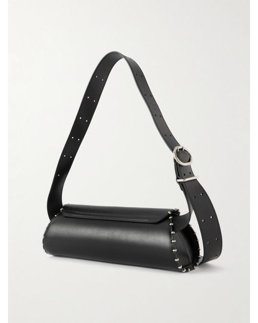 Jil Sander Black Cannolo Kleine Schultertasche Aus Leder Mit Verzierung