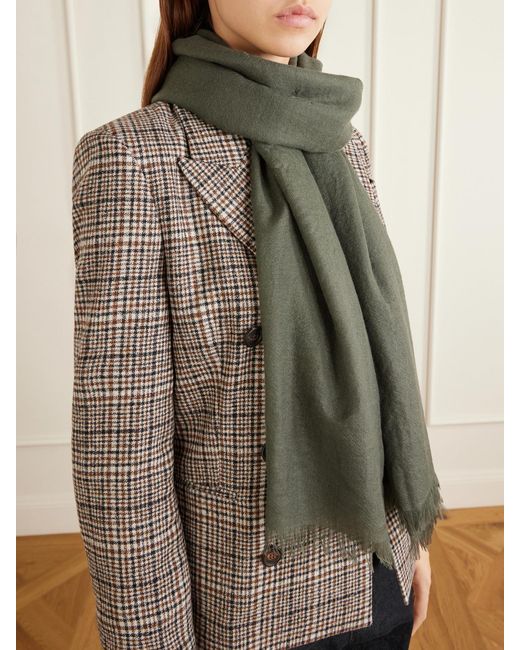 Brunello Cucinelli Green Karakorum Cashmere And Silk-Blend Scarf