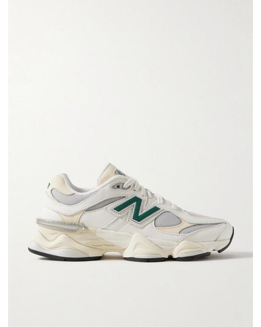 New Balance White 9060 Sneakers Aus Strukturiertem Leder Und Mesh Mit Gummibesätzen