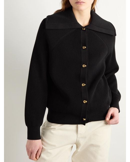 Bottega Veneta Black Ribbed Cotton Cardigan