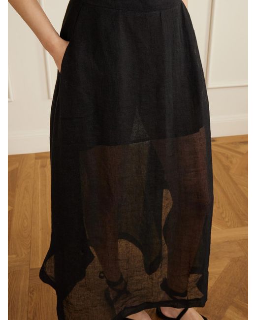 LeKasha Black Nafun Linen Skirt