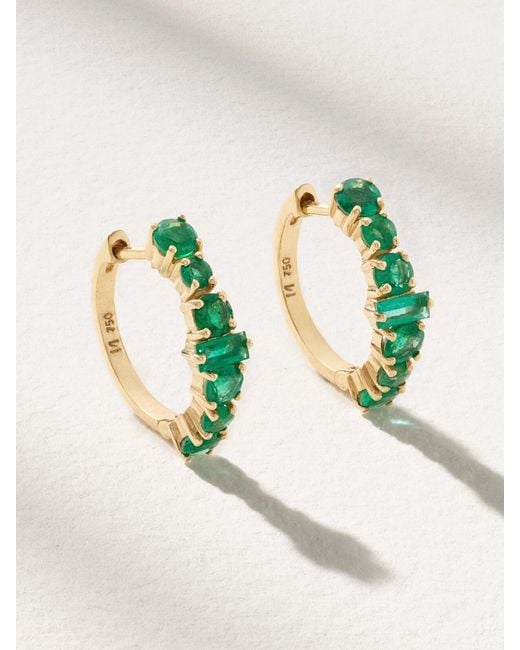 Ileana Makri Blue 18-Karat Emerald Hoop Earrings
