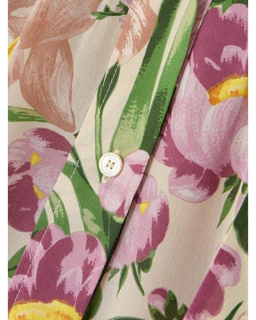 Chloé Pink Bluse Aus Seiden-Voile Mit Blumenprint Und Schluppe