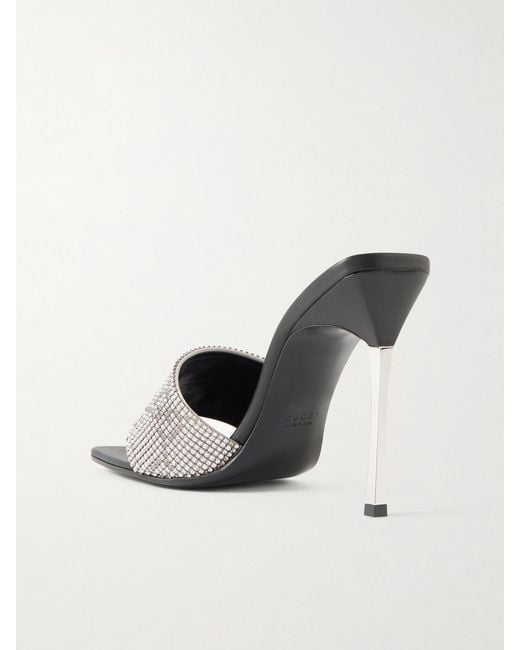 Gucci Natural Bombshell Crystal-Embellished Mesh Mules