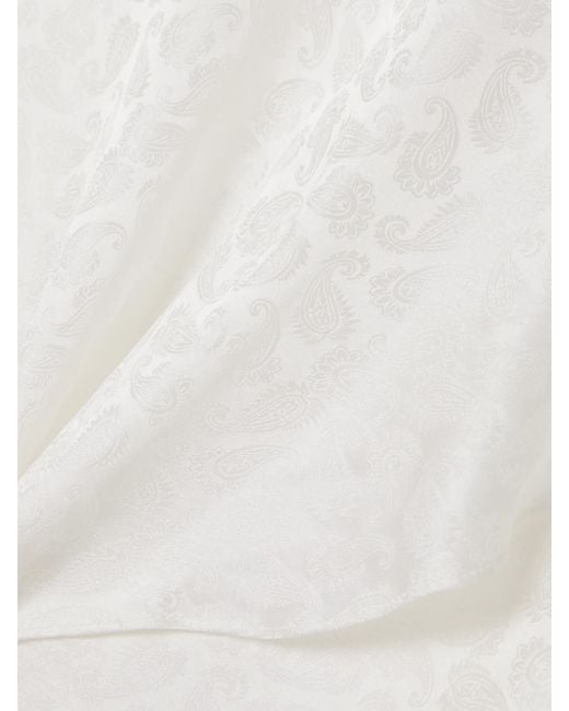 Isabel Marant White Raphaella Pussy-Bow Paisley-Print Satin-Jacquard Blouse
