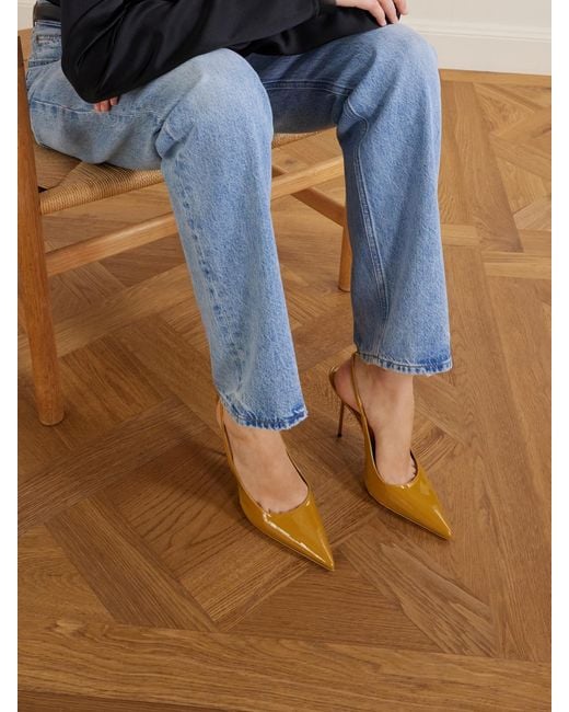 Paris Texas White 105 Lidia Patent-Leather Slingback Pumps