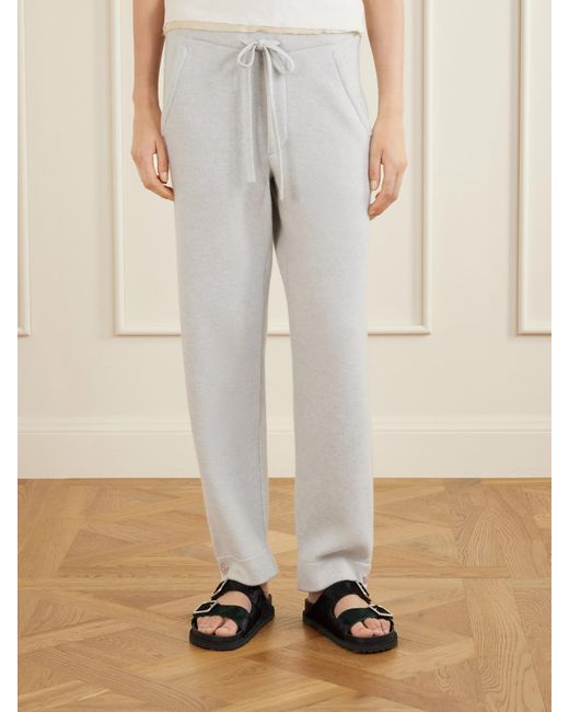 God's True Cashmere White Zinc Cashmere Straight-Leg Drawstring Pants