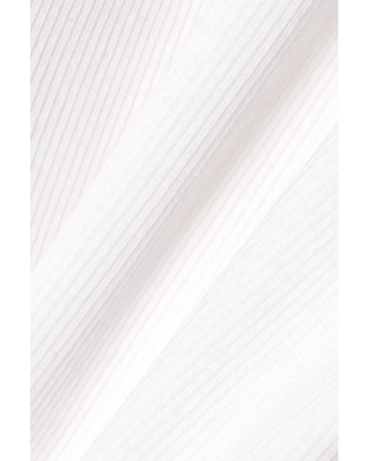 Leset White Kelly Ribbed Stretch-Cotton Jersey Top