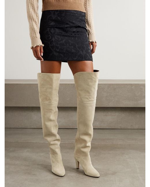 Chloé White Eve Suede Over-The-Knee Boots