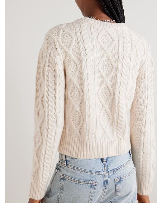 FRAME Natural Cable-Knit Cashmere Cardigan