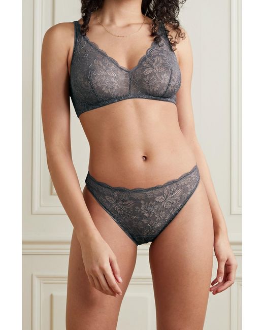 I.D Sarrieri Gray Charlotte Lace And Tulle Soft-Cup Triangle Bra